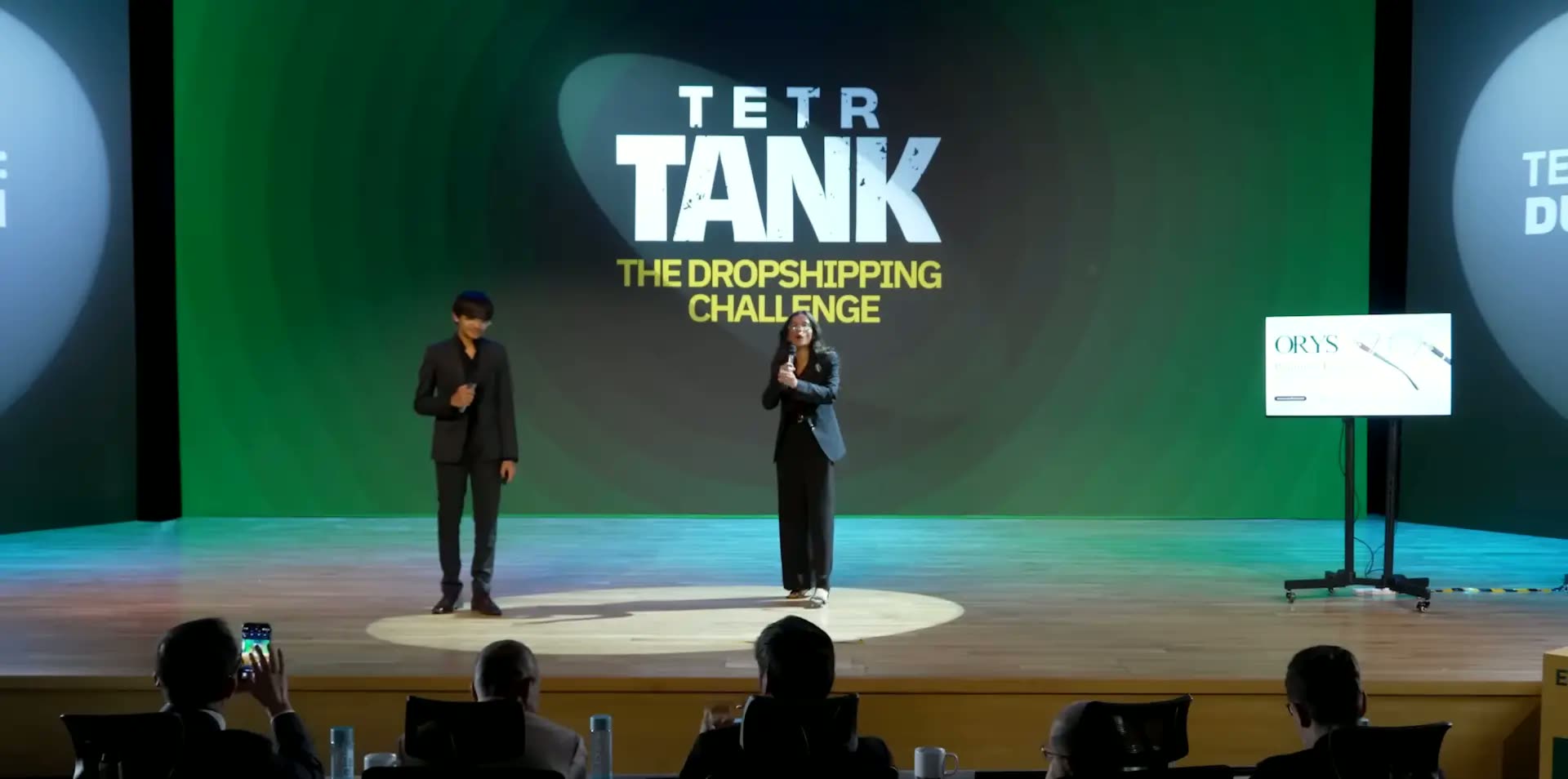 Wide shot of the TETR Tank stage during the Orys pitch